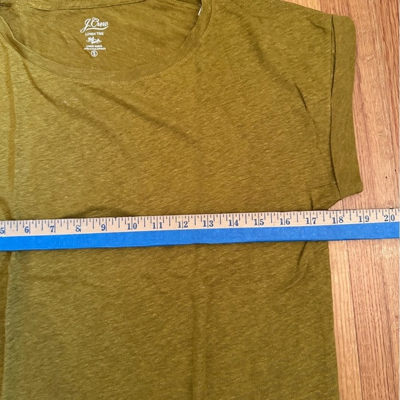 J. Crew Linen Tee Women's S Mustard Yellow Classic Minimalist Autumn (A1 - Picture 4 of 10